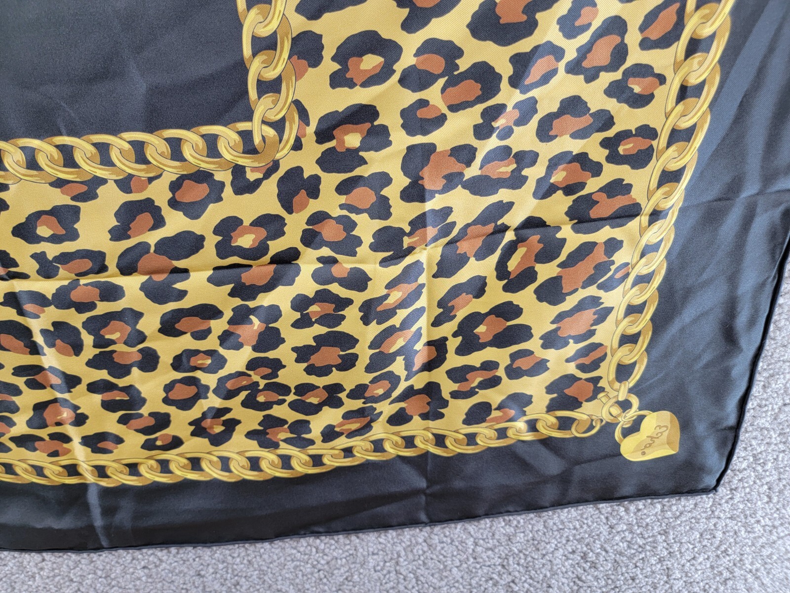 Echo Leopard Charm Square Silk Scarf Women's One Size Black Multi Hemmed Edges - Picture 11 of 17