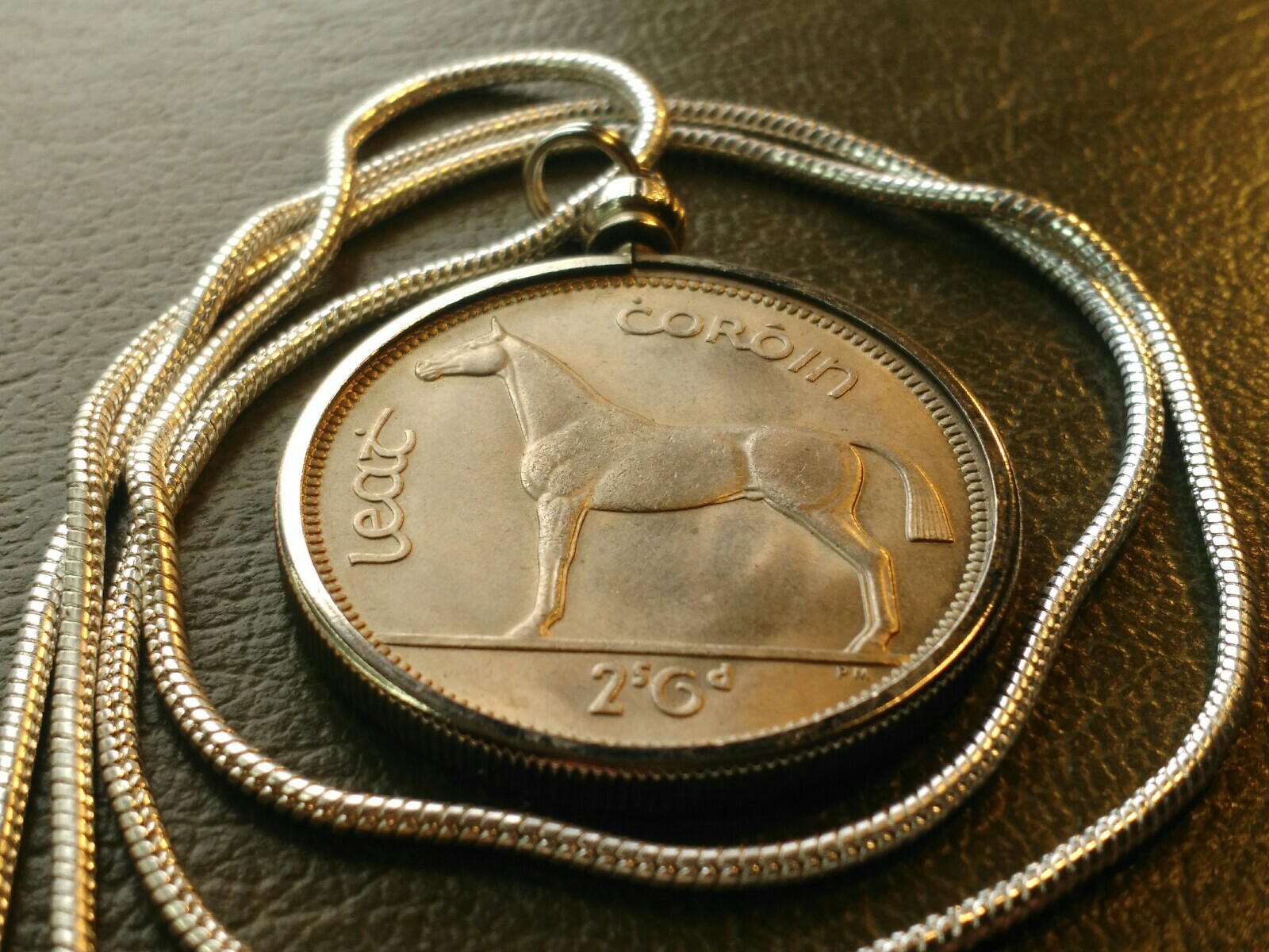 1966 Mint IRISH 1/2 Crown Stallion Coin on a 24