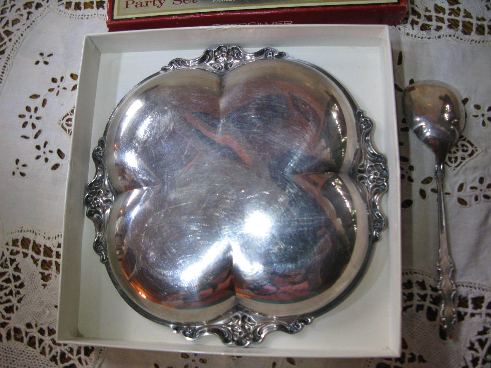 Vintage Collectible Empress International Deepsilver Party Set Serving Tray 2 Pc