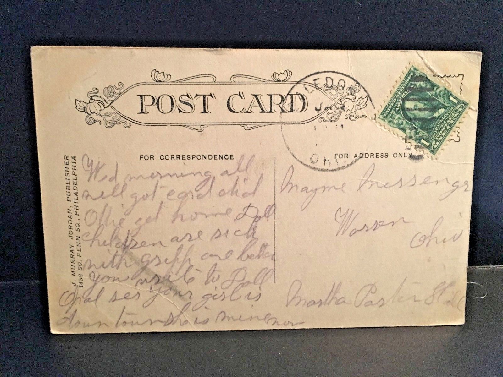 Postcard  Center Street looking West from State Street, Marion, OH.   Y4