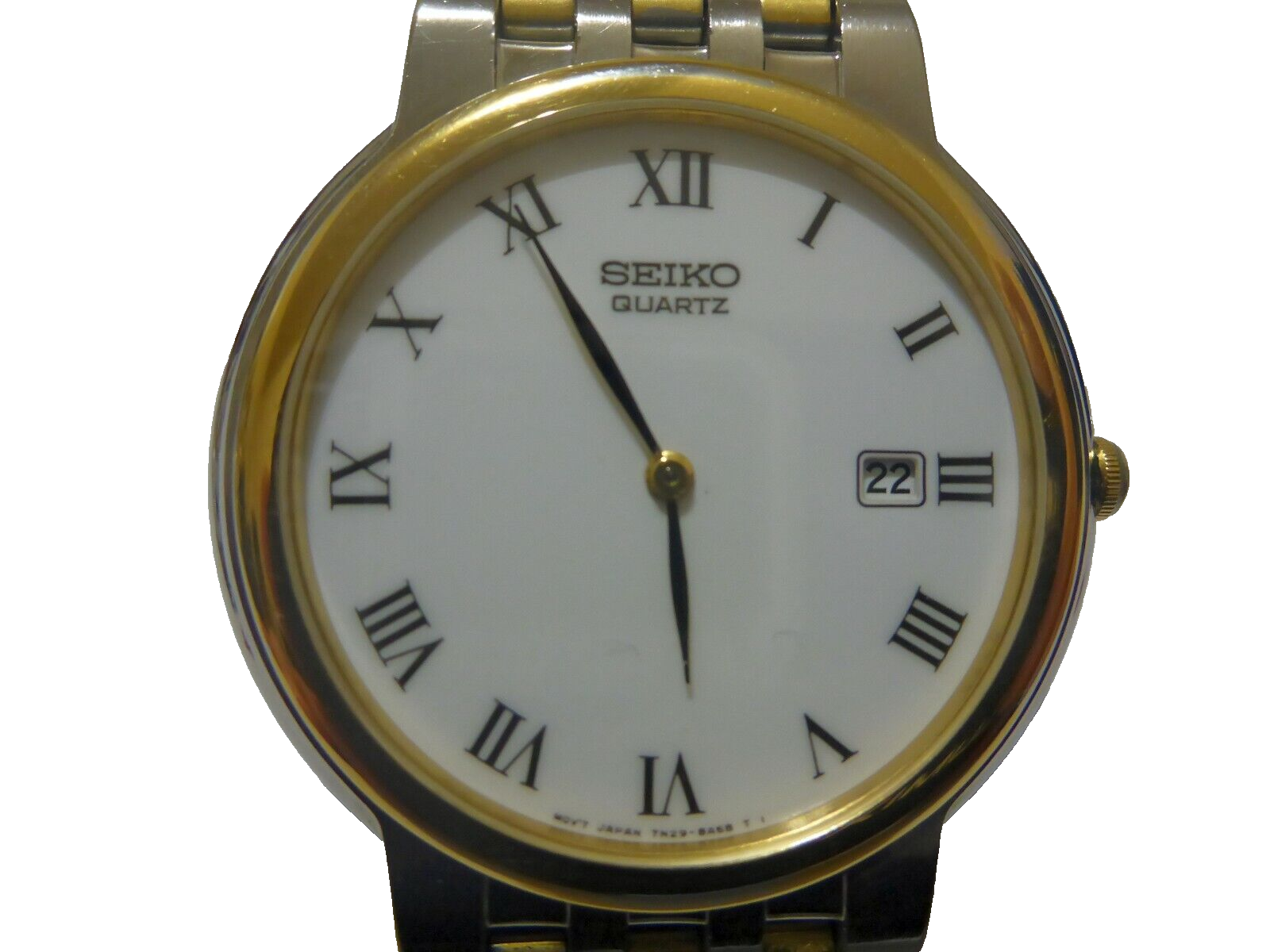 SEIKO QUARTZ 7N29-8A10 2-TONE ⌚MEN'S WATCH NEW SILVER OXIDE