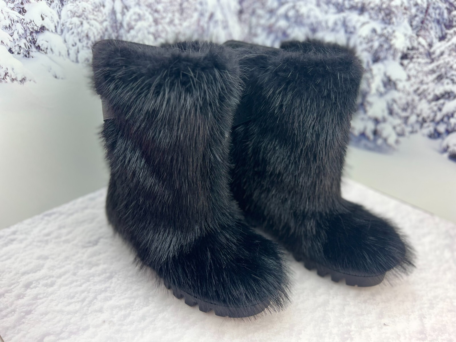 Pre-owned Litvin Black Beaver Fur Boots For Men, Viking Boots,snow Winter Boots,big Sizes