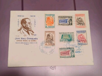  Jose Raul Capablanca First Day Cover, world chess champion 1951 - Chess Stamp