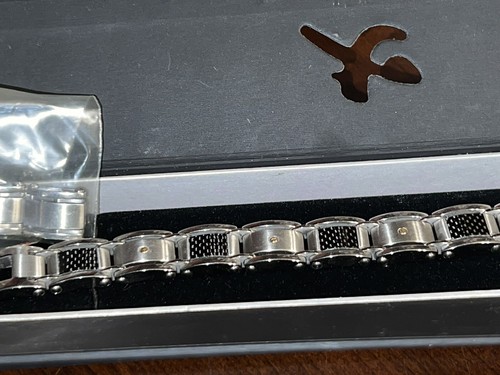 TALEXIA MEN'S STAINLESS STEEL CHAIN LINK BRACELET SILVER