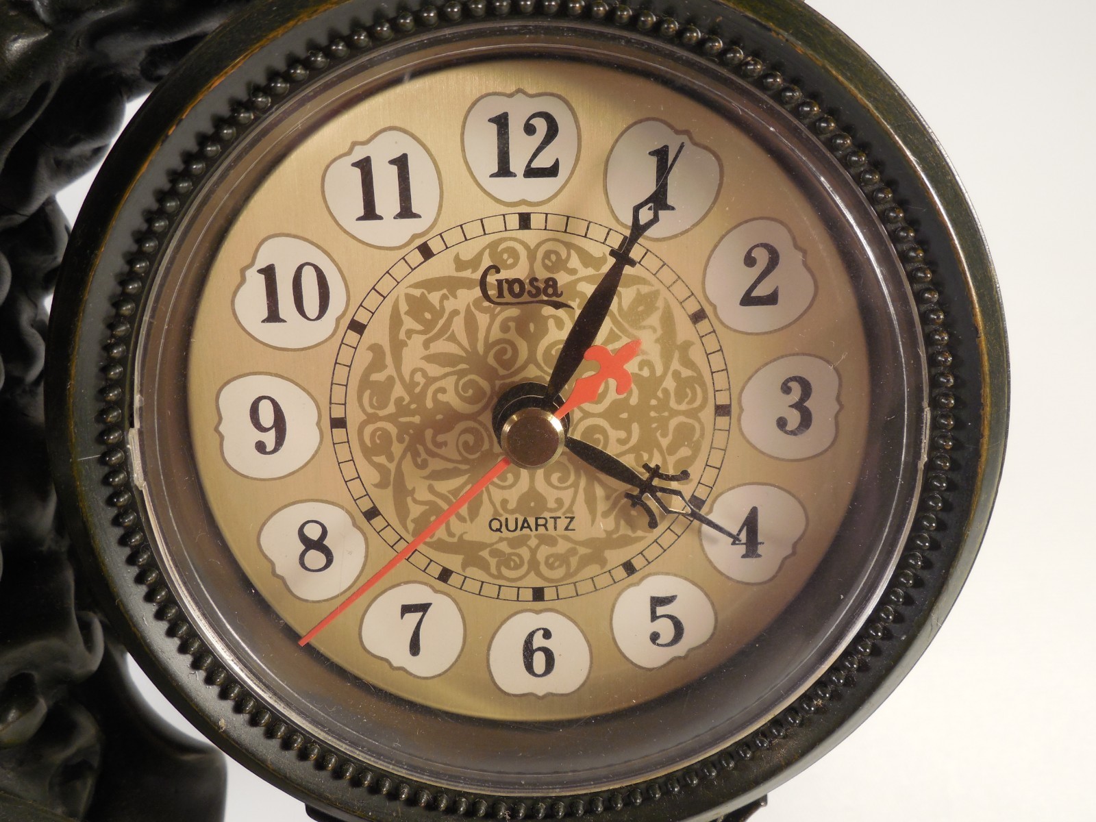 Crosa Quartz Woman and Man with Harp Figural Pendulum Decorative Clock