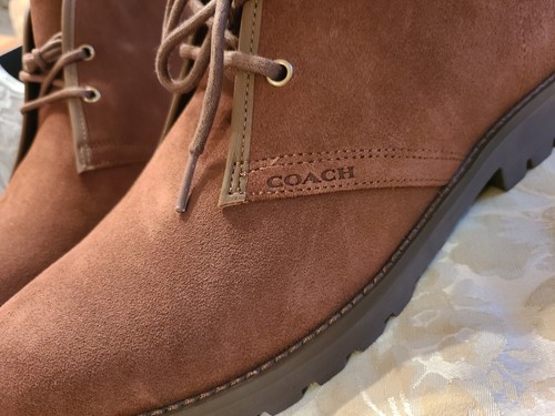 Pre-owned Coach $450  Men Suede Leather Shoes Boots 11 D Brown Limited Edition