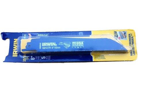 5x Irwin 6” 10/14 Tpi Bi-Metal Reciprocating Saws All Metal Cutting Blades USA