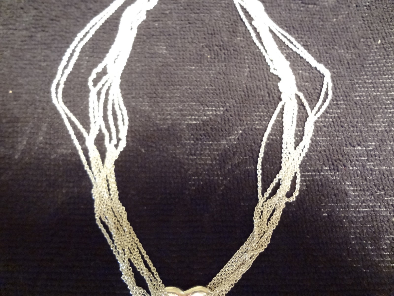 VINTAGE 8-STRAND OTC---ITALY---925-- HEART CHOKER NECKLACE-BEAUTIFUL