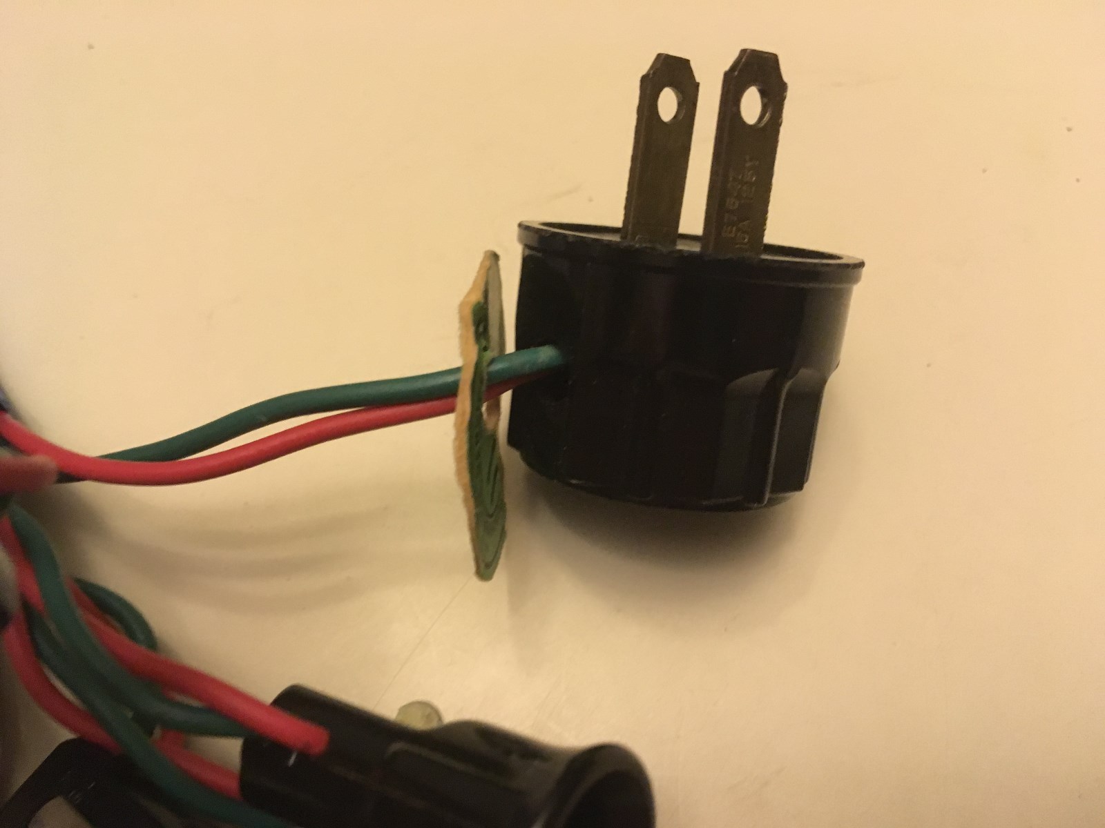 Vintage Christmas Lights String Green & Red Cord 7 Sockets NO BULBS E