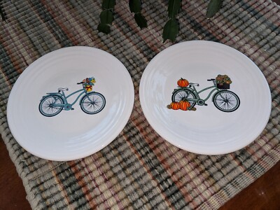 Fiesta Vintage Bicycle Luncheon Plates Set Spring & Fall First Quality Harvest