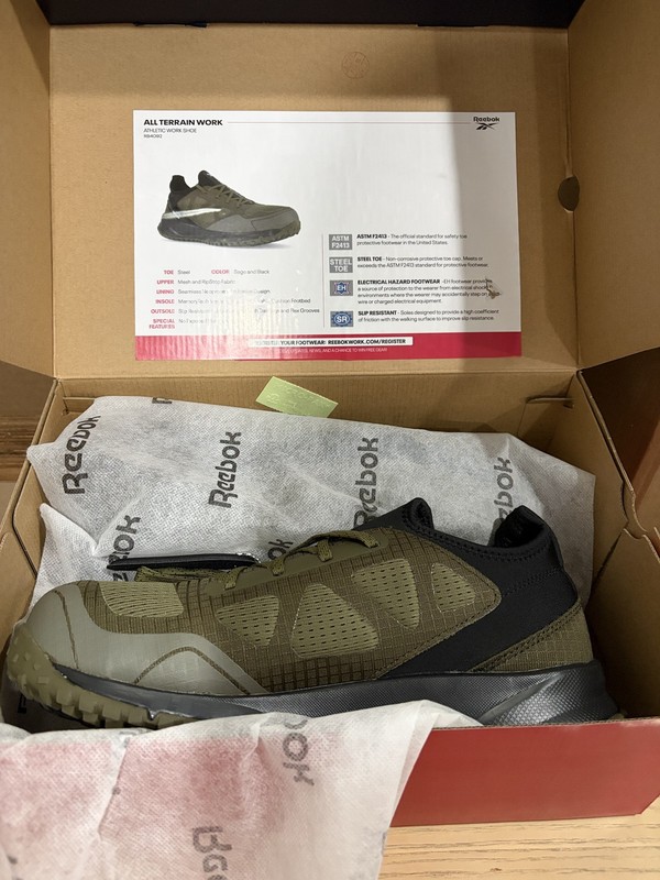 Reebok Mens All Terrain Electrical Steel Toe Work Safety Shoes Casual - Green