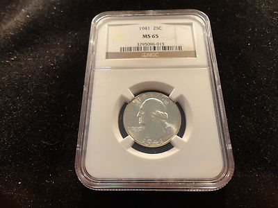 1941 WASHINGTON silver QUARTER NGC MS 65 25 CENT- VERY