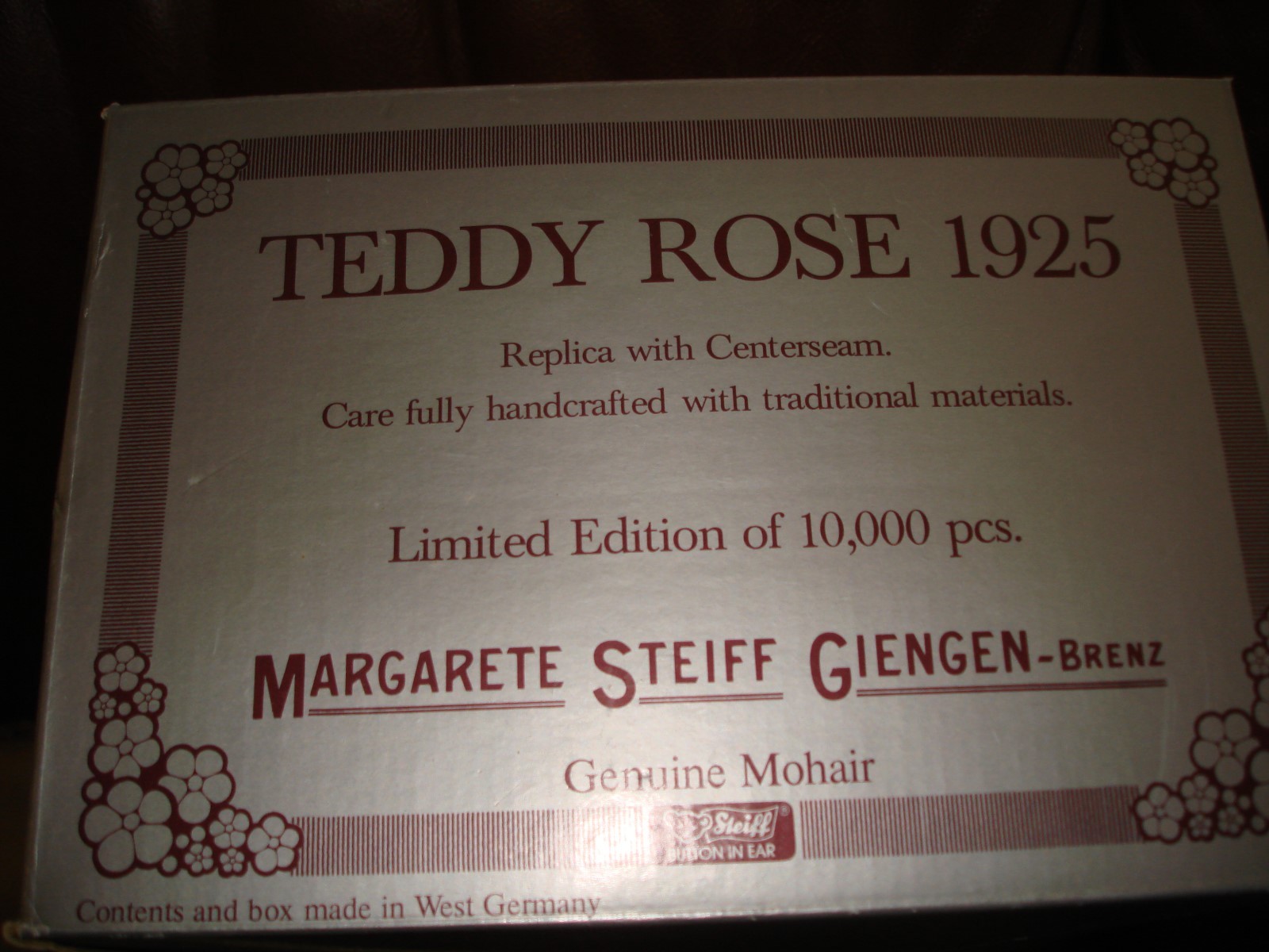 Steiff Teddy Bear Rose 1925 Replica LE Cert-Box 008207 16