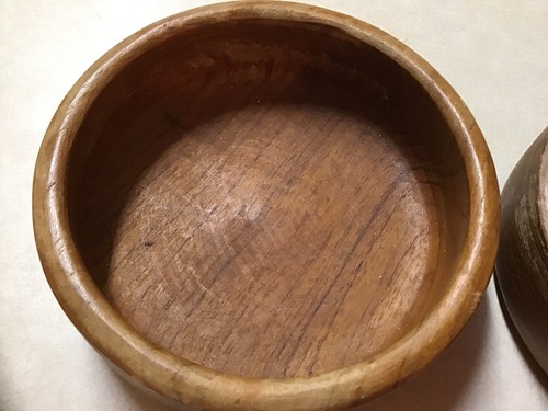 Vintage Teak Wood 2 Bowls Dolphin Salad Nut Decor Danish Mod MCM 5 3/4 X 1 3/4”