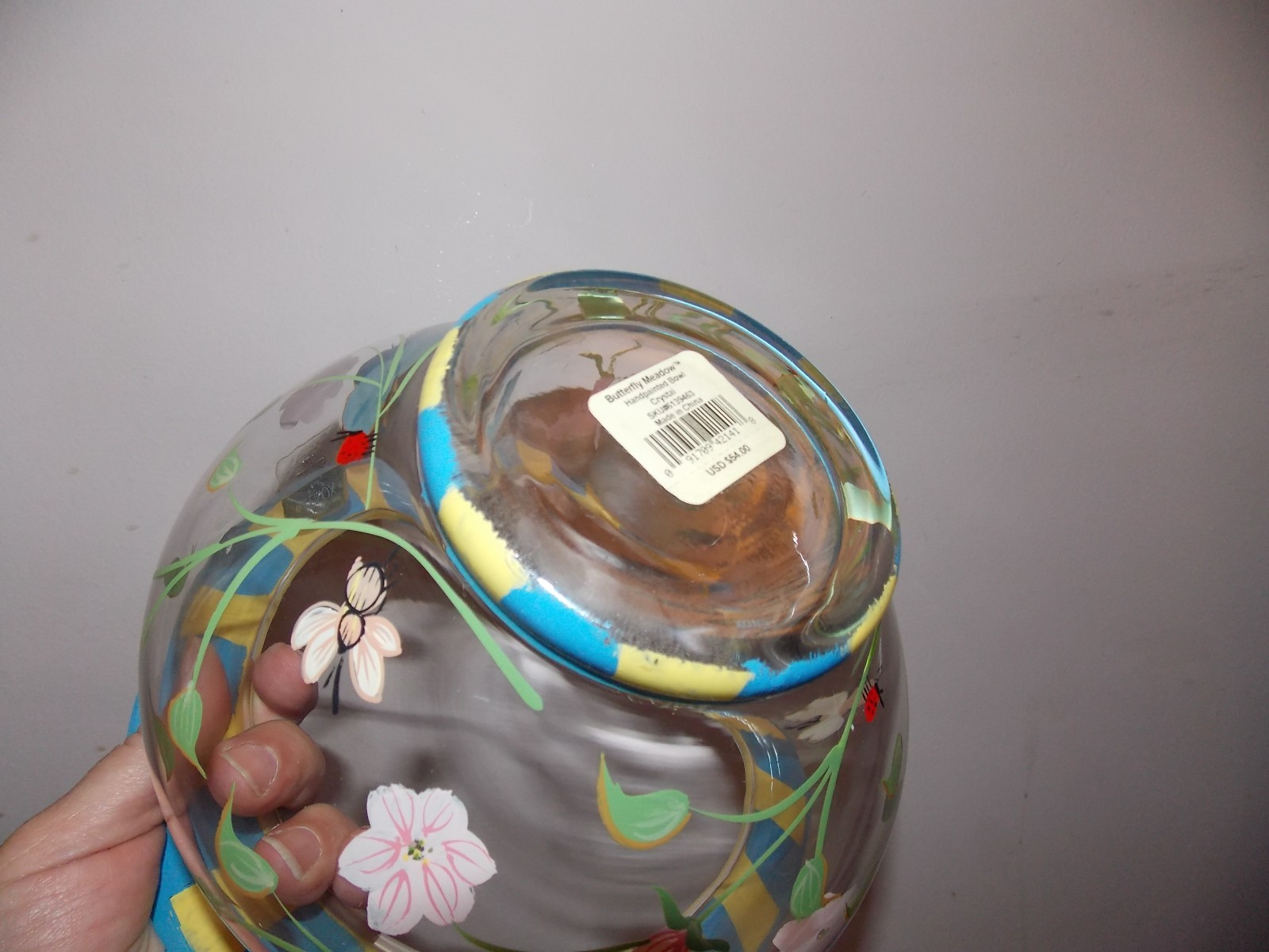 Lenox Glass butterfly meadow Hand Painted Bowl NIB