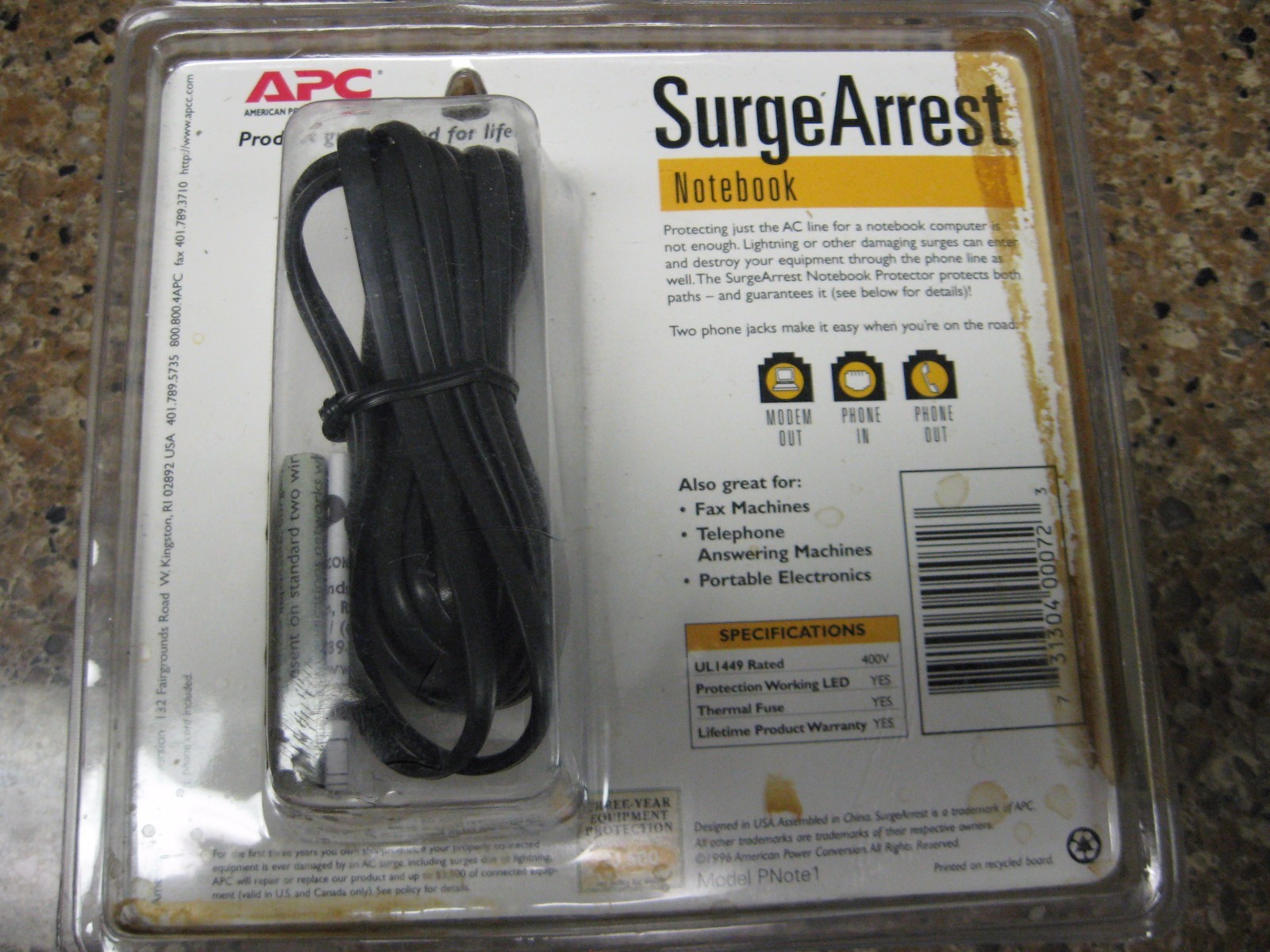 APC Surge Arrest Surge Protector NEW Notebook fax answering machine