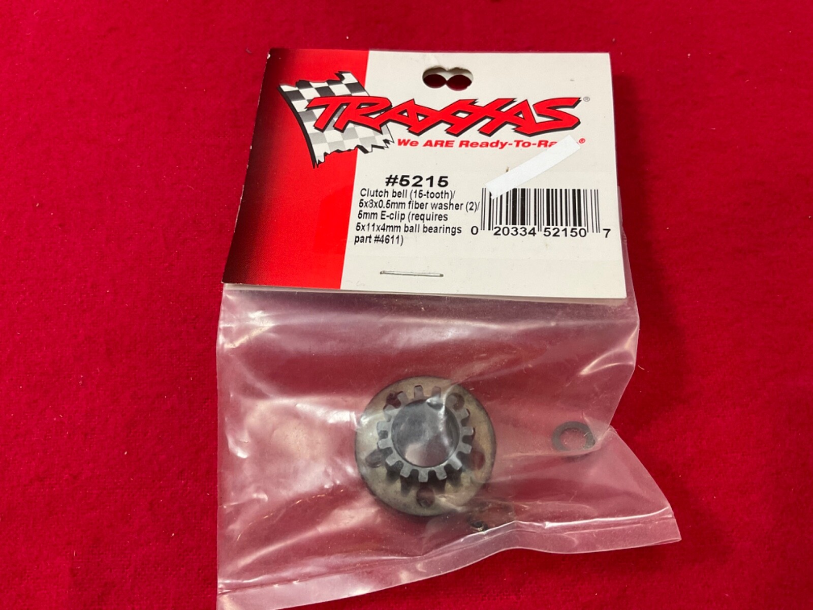 Traxxas 5215 15 Tooth 1.0 Mod Clutch Bell w/ Washer + EClip Revo 3.3