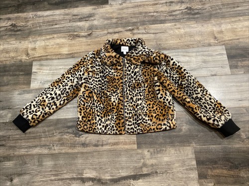 Nine West Women's Leopard Cheetah Print Cropped Jacket Zip Size