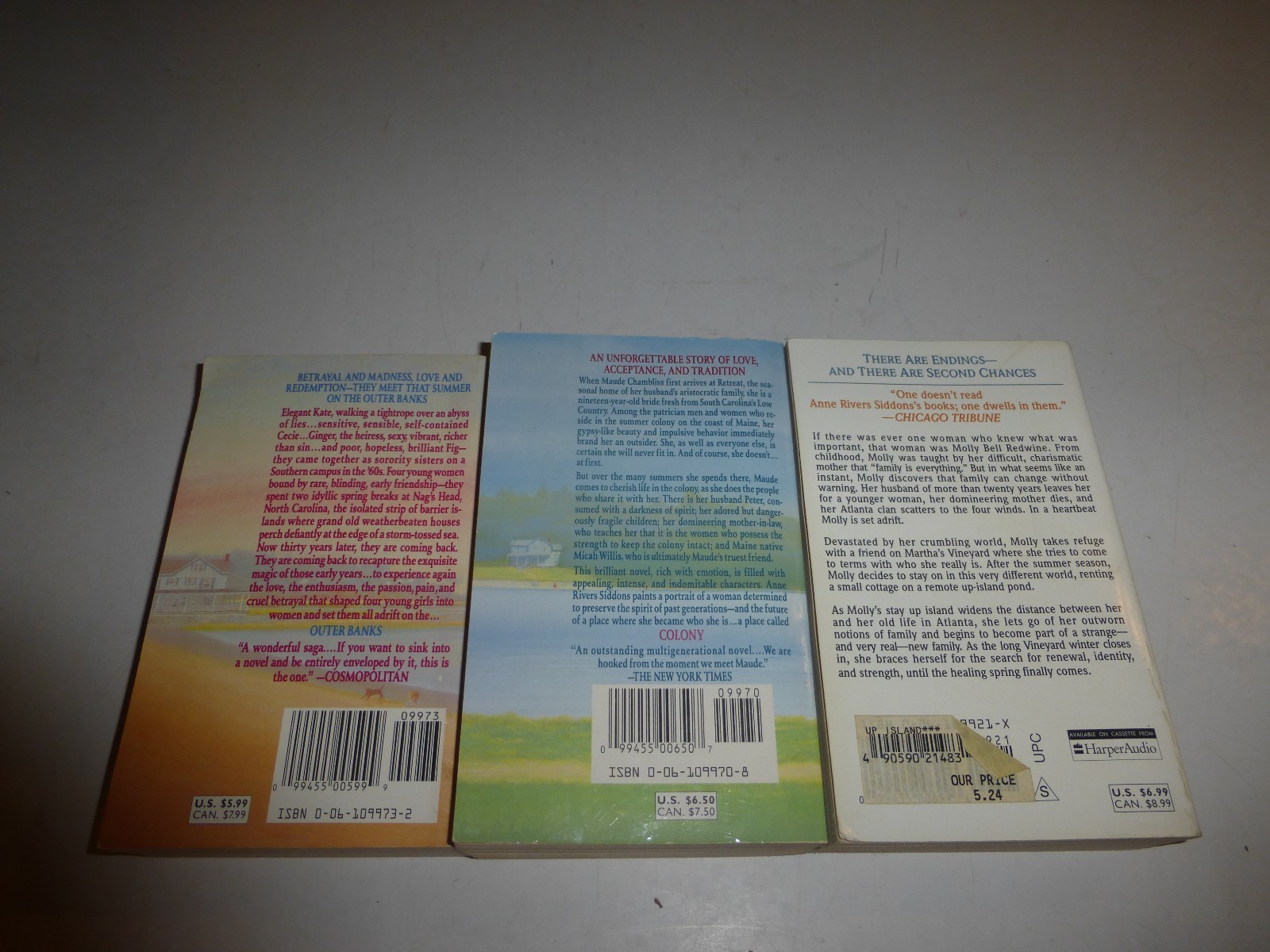 Lot of 3 Romance Novels by Anne Rivers Siddons in Paperback R4