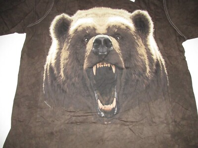 Vintage Liquid Blue Brown Grizzly Bear Face Big And Tall T Shirt Sz 3XLT Animal 