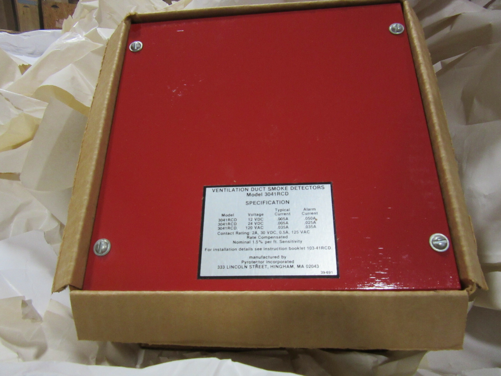 Chloride Pyrotector Model 3041RCD Ventilation Duct Smoke Detector NEW!!!