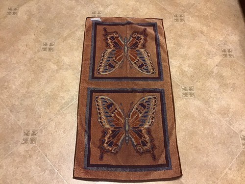 Vintage Fieldcrest Blue Brown White Butterfly Cotton Hand Towel Love Mary Martin