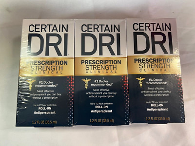 3PK Certain Dri Prescription Strength Clinical Antiperspirant Roll-On Deodorant