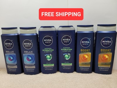 Lot Of 6, NIVEA 3in1 Men Body Wash, 16.9 Fl Oz, Multi Scents
