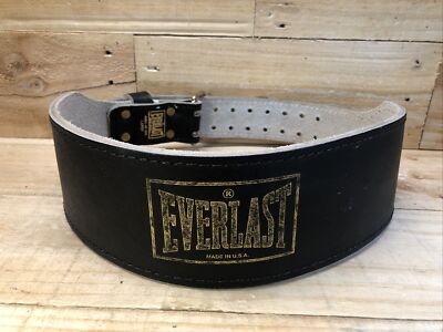 Everlast Leather Weight Lifting Belt Model 1012 Medium Black for sale online