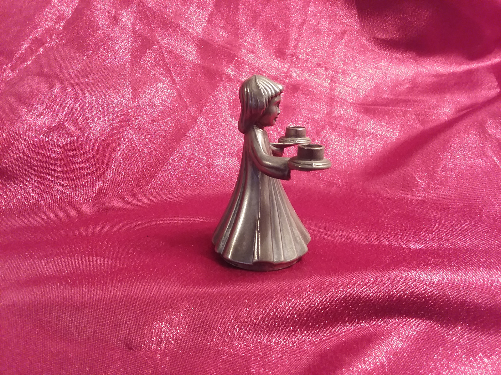 Miniature pewter figurine candleholder  #  3653
