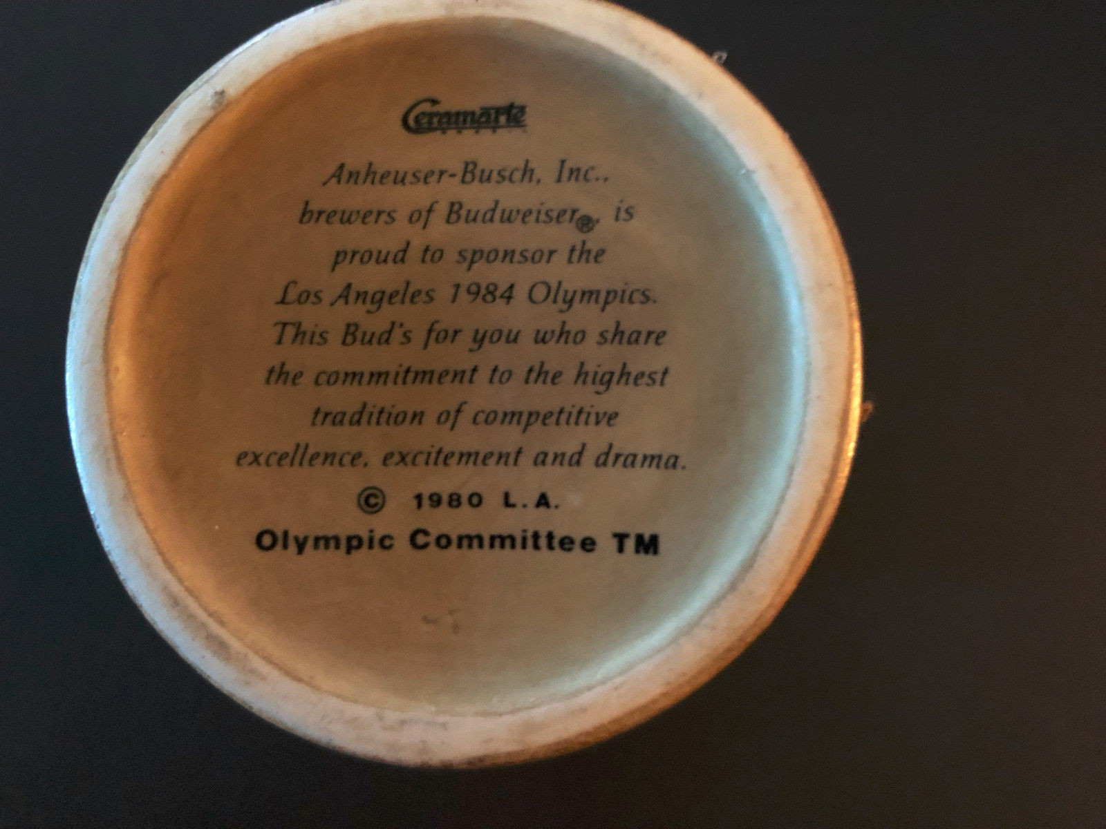 Budweiser Games of the XXIII Olympiad 1984 Olympics Ceramic Stein Ceramarte 1980