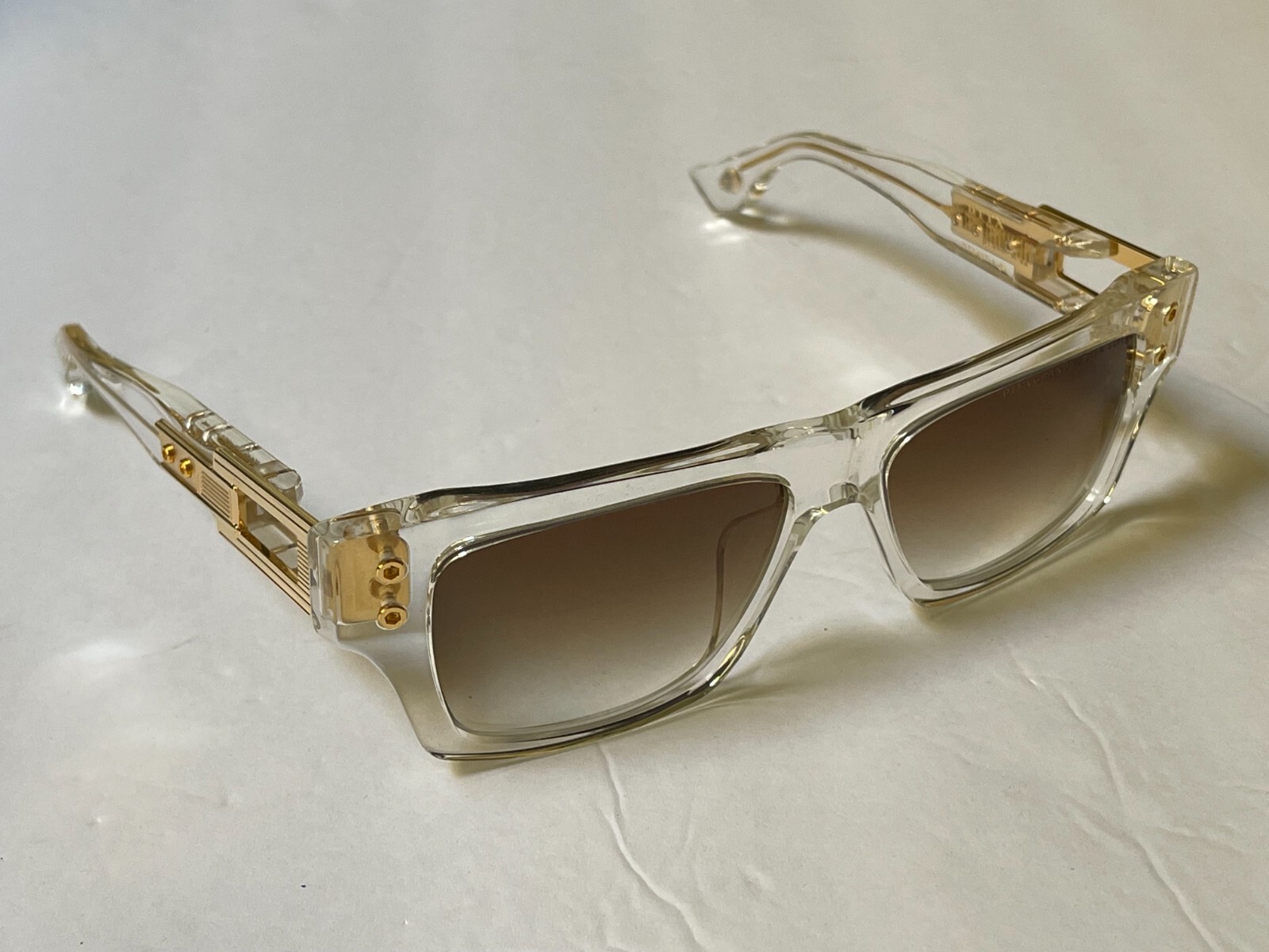 Pre-owned Dita Grandmaster-7 Dts407-a-02 Clear/gold Frame Brown Lens Sunglasses 57-16-145