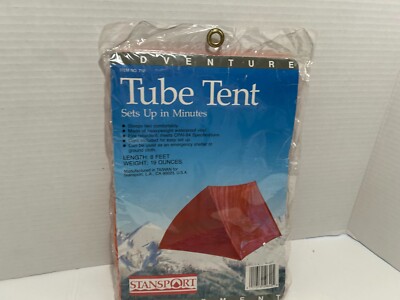 VTG Stansport Adventure Tube Tent Orange 8ft. Sleeps Two. Vinyl. Weigh 19 Ounces