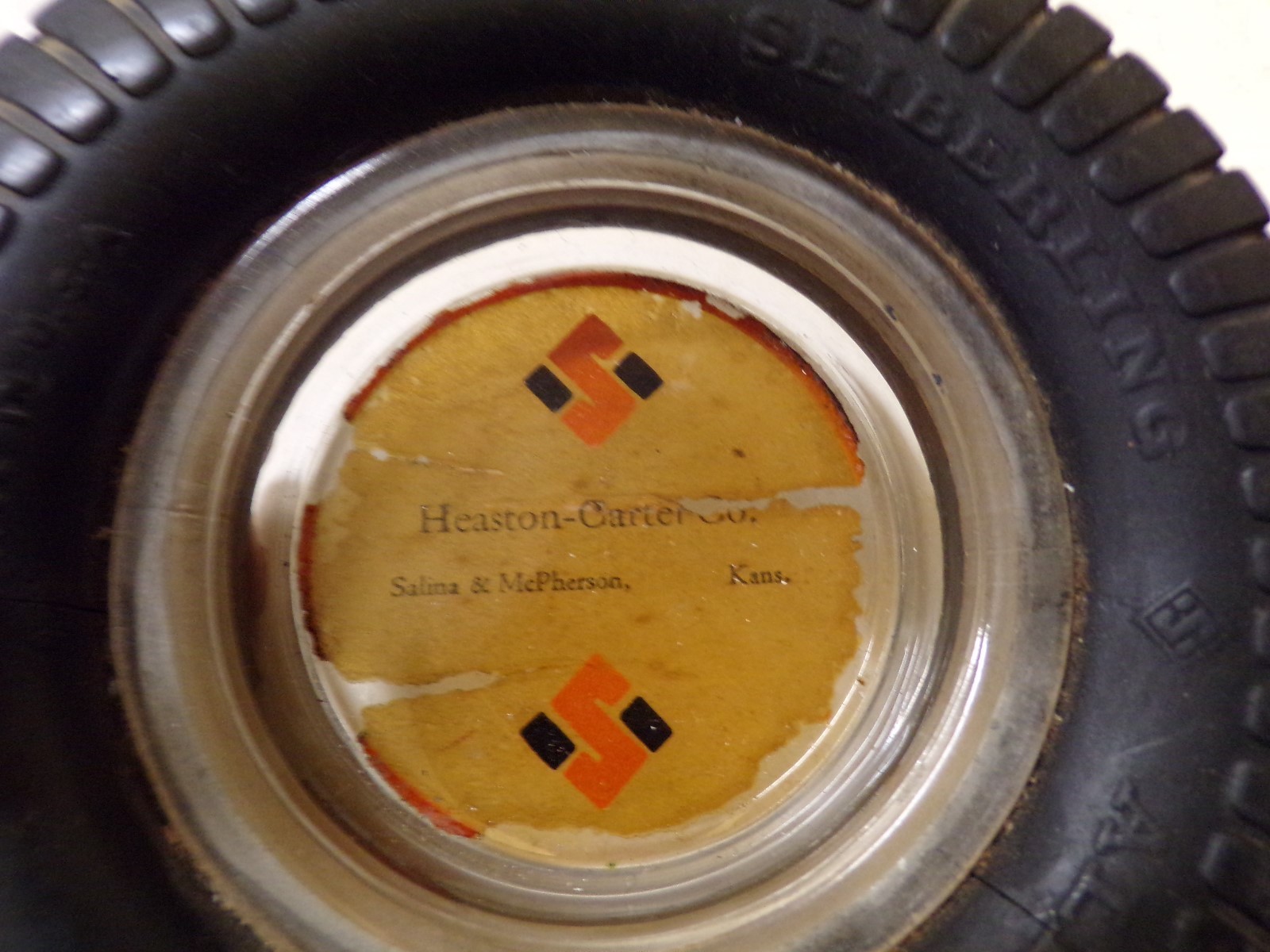 Old Siebering Tire & Glass Ashtray Insert Heaston Carter Co. Salina McPherson Ks