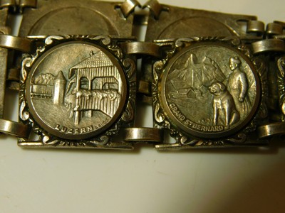 Vtg Swiss Switzerland City Travel Souvenir Silver Bracelet foreign mark 1i 57