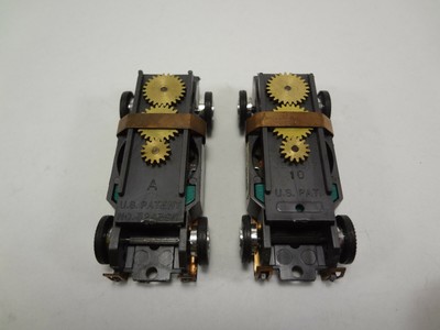 2 NOS ORIGINAL AURORA OPEN RIVET T-JET COLORED MAGNET CHASSIS - LOT A