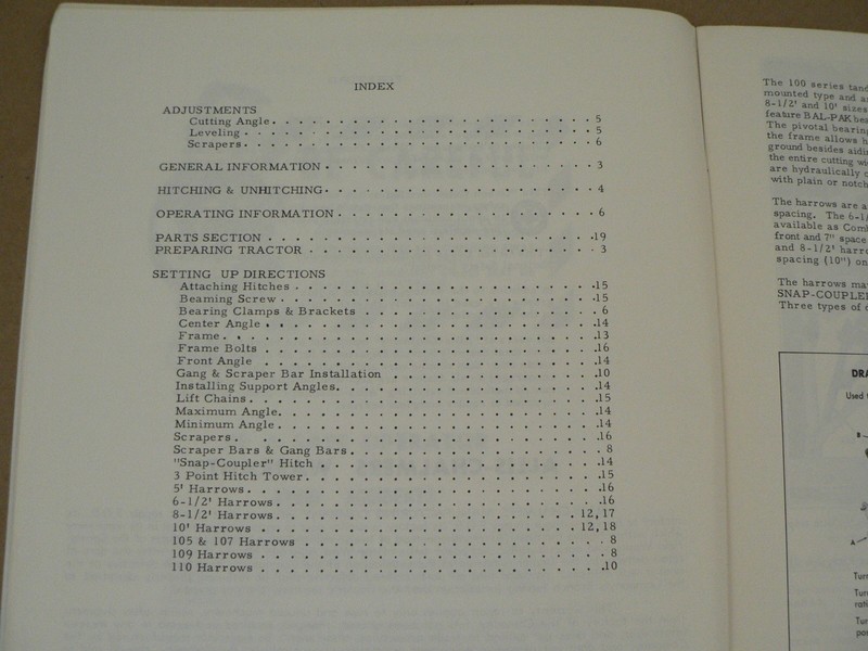 Allis Chalmers 100 Series Disc Harrows Owners Manual Service Parts List Vintage