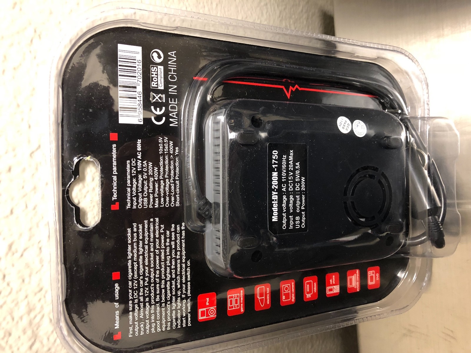 200W Car Power Inverter Converter Charger 12V To 220V For Cell Phones iPhone GPS