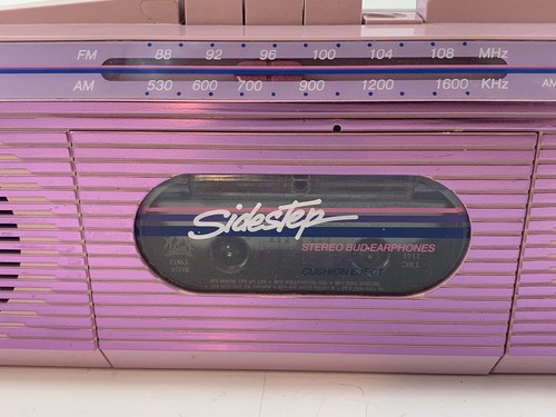 Pink Boombox GE Sidestep 1980's Vintage Radio Cassette Tape Working w Headp