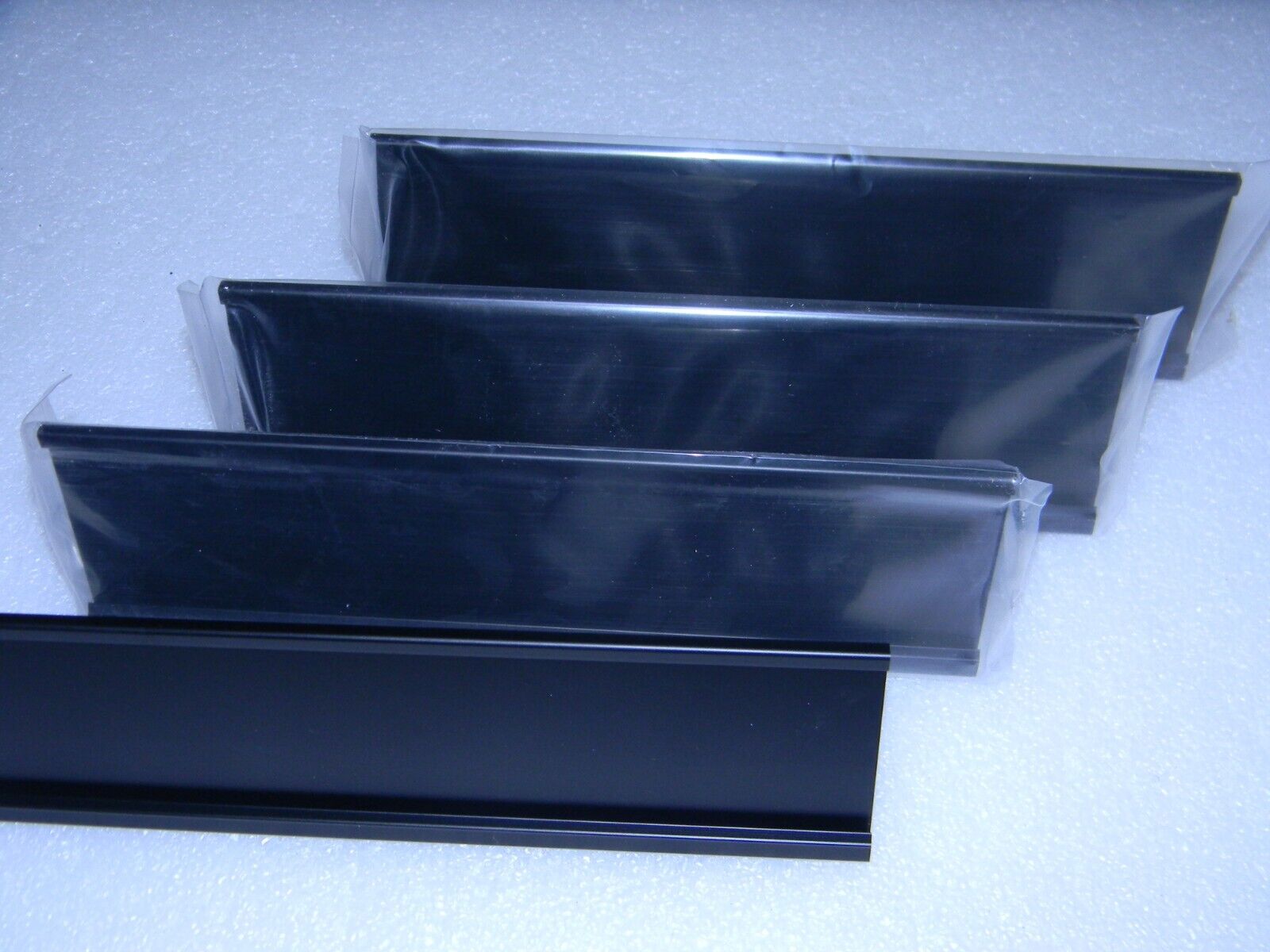FOUR - Office Name Plate Holders for 2x8 Black Aluminum  Desk Top Name Plates