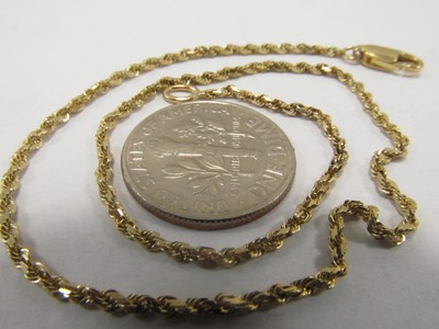 18K Gold Diamond Cut ROPE Anklet,  10in long    SALE-SAVE $250.  #1189