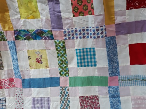 UNFINISHED HANDMADE QUILT TOP   112  X 88  inches