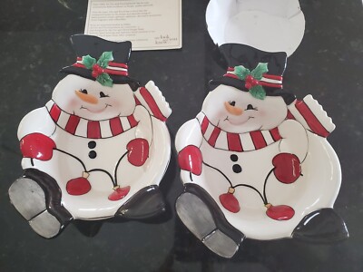 Fitz & Floyd Bowls Christmas Snowman Set in Box  6 3/4'' Ceramic  2006 