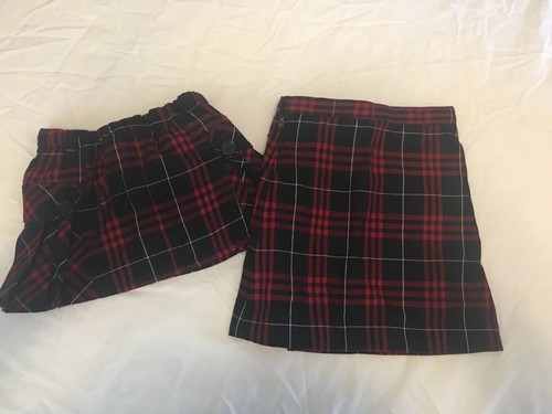 Lot Of 2 Lands End Red Plaid Uniform Skirts Size 4