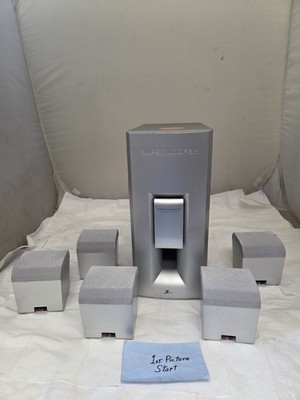 LHS-C6237W Super Woofer 5 Satellite Speaker System Silver 6-Piece Set