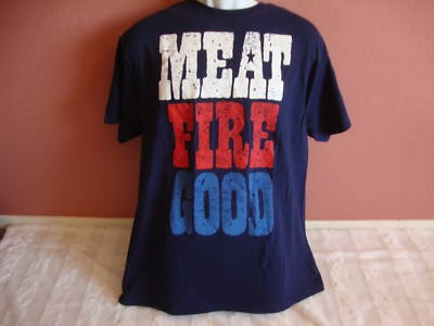 Mens Funny Meat Fire Good Barbecue BBQ Summer Fifth Sun Graphic T Shirt L NWT