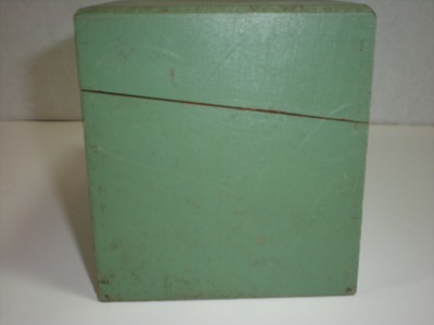 Vtg Wooden RECIPE BOX Old Green Paint