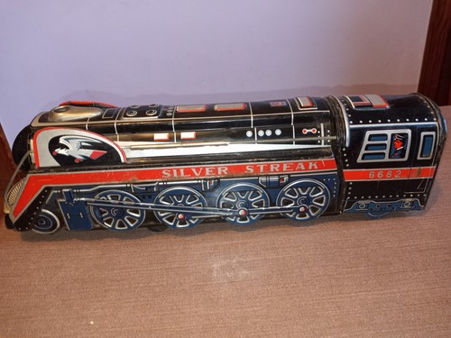 Silver Streak~6682~Vintage Lithograph Tin Toy Train Engine 1960's | eBay Silver Streak~6682~Vintage Lithograph Tin Toy Train Engine 1960's | eBay