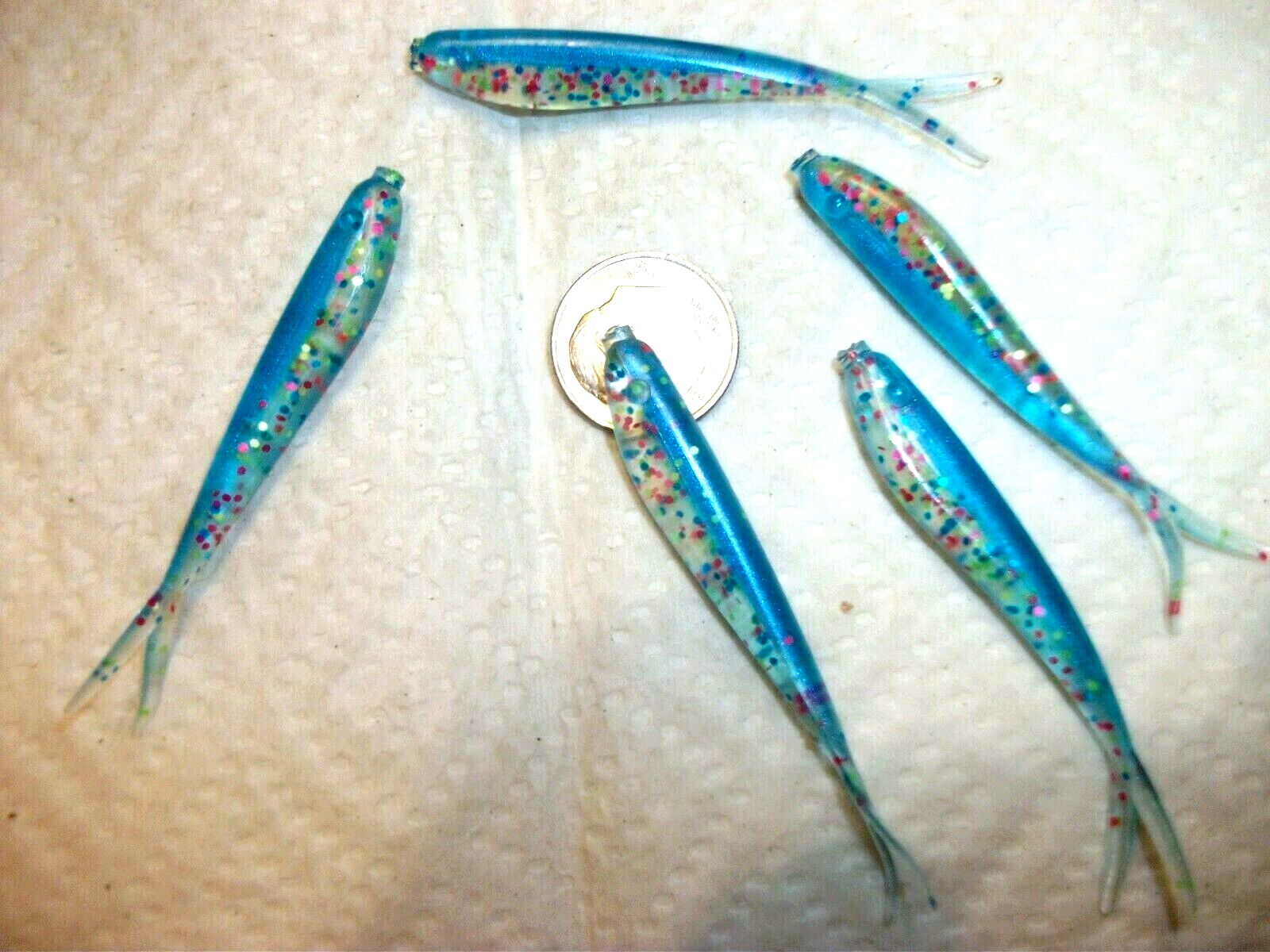 100-2 1/4"crappie bass-walleye-minnow-jigs-grubs-bait-drop shot-split tail-fluke