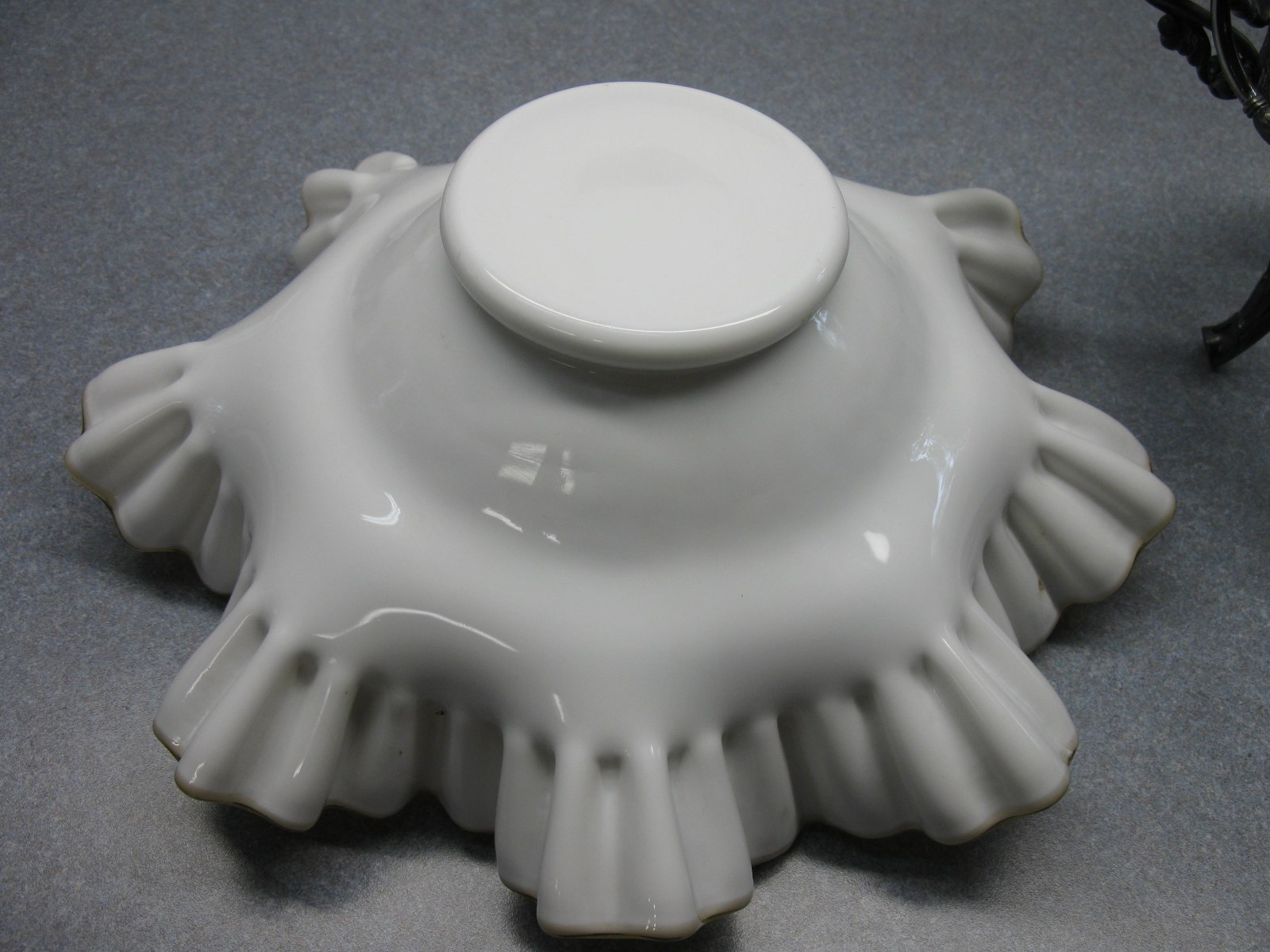 JAMES W. TUFT VICTORIAN QUADPLATE BRIDES BASKET ENAMELED RUFFLED GLASS BOWL